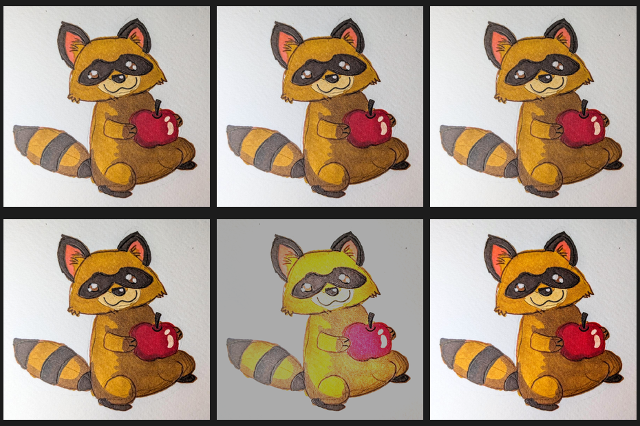 Six lighting-correction approaches compared in a 3x2 grid